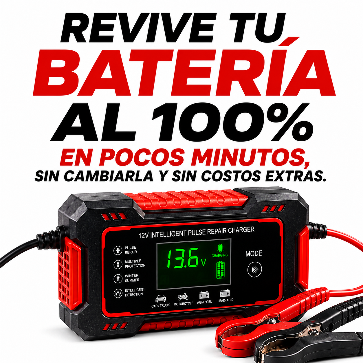 Cargador de bateria de carro de 12V, 6A